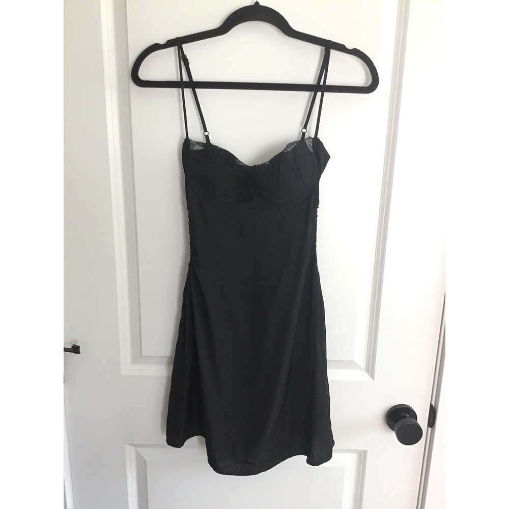 Princess Polly Black Lace Trim Corset Mini Dress Size 6